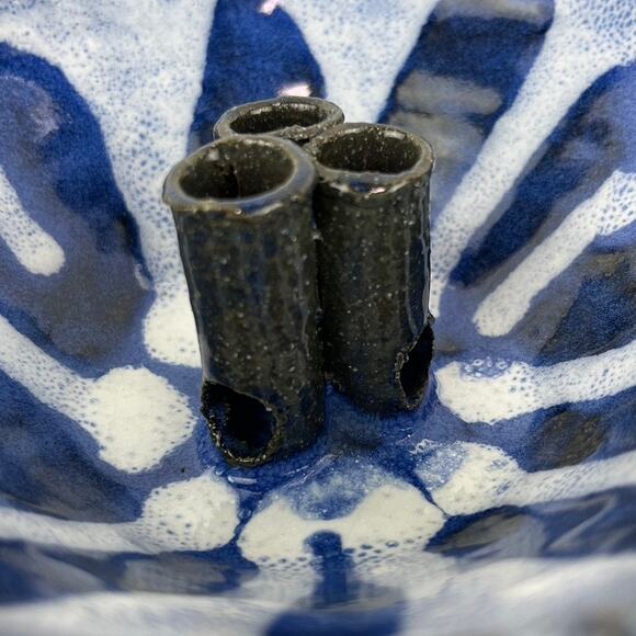 Ikebana Pottery Vase Flower Frog Bowl - Picture 3 of 6